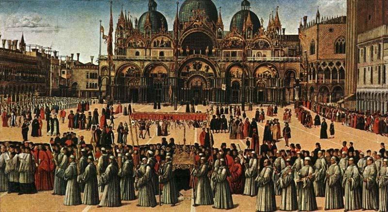 Gentile Bellini Procession of the True Cross in Piazza San Marco Germany oil painting art